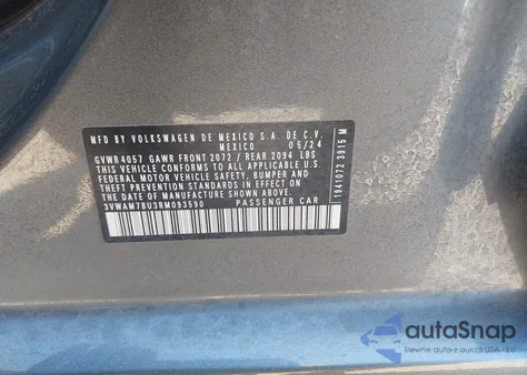 2024 Volkswagen Jetta 1.5T Sport from USA, damaged, VIN 3VWAM7BU3RM093590